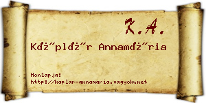Káplár Annamária névjegykártya